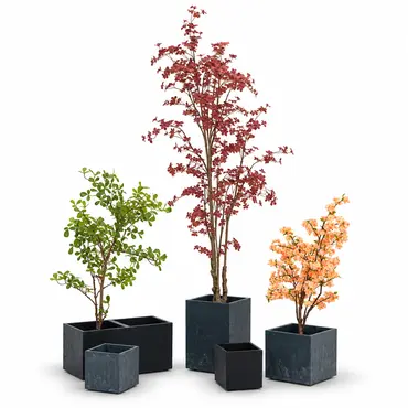 Bloembak Sierra hoog 59,5x38,5cm antraciet detailfoto set, Vita Tuinmeubelen, tuincentrumoutlet.com