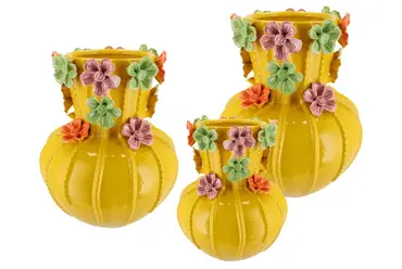 FLOWER YELLOW VASE 22X27CM set, Daan Kromhout, tuincentrumoutlet