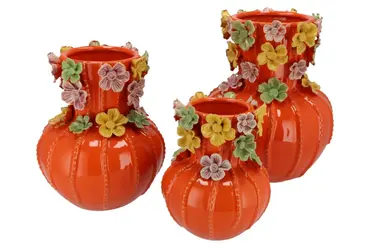 FLOWER ORANGE VASE 22X27CM set, Daan Kromhout, tuincentrumoutlet