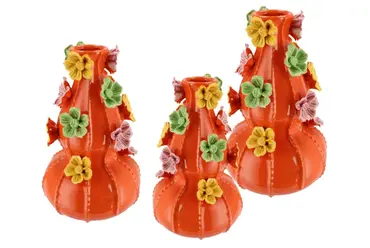 FLOWER ORANGE VASE BUBBELS 19X31CM set, Daan Kromhout, tuincentrumoutlet