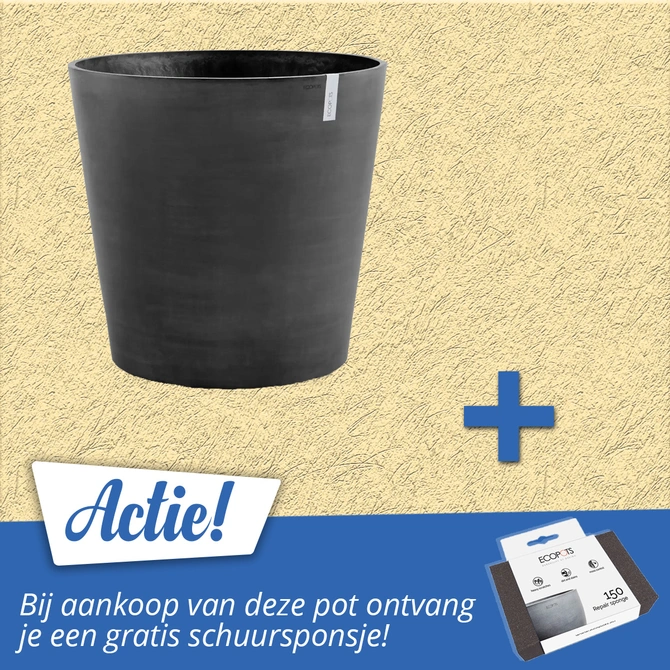 Pot amsterdam+wiel d60 donkergrijs aanbieding, Ecopots, tuincentrumoutlet