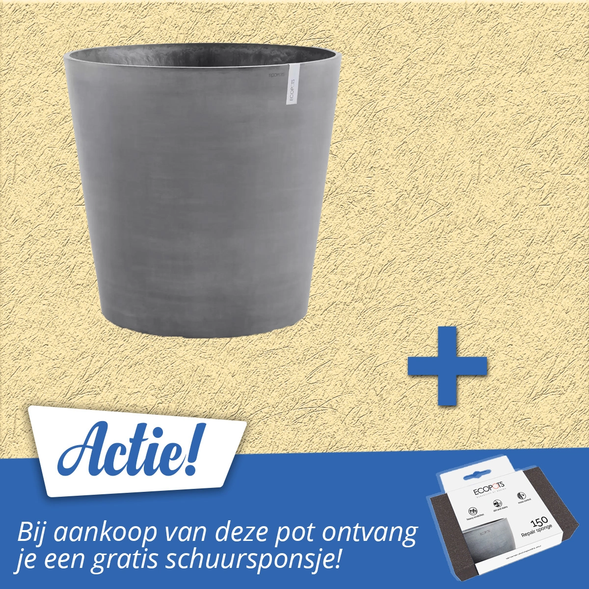 steenkool kooi laden Bloempot Amsterdam 60 cm Grijs wielen Ecopots - Tuincentrum Outlet