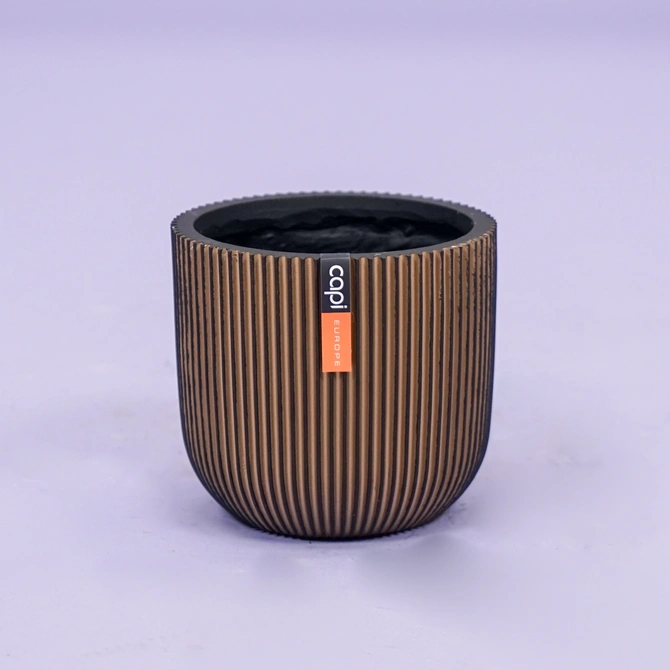 Bloempot Bol Groove Zwart Goud 18 16 Capi Europe - afbeelding 1