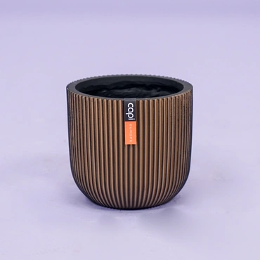 Bloempot Bol Groove Zwart Goud 18 16 Capi Europe - afbeelding 1