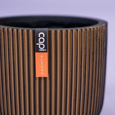Bloempot Bol Groove Zwart Goud 18 16 Capi Europe - afbeelding 2