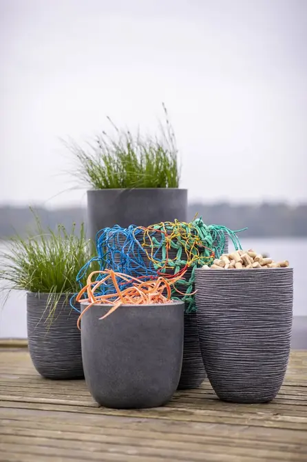 Pot ball rib d43h41cm grey speckl sfeer, Capi Europe, tuincentrumoutlet.com