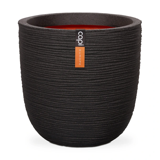 Planter ball Rib NL 35x34 black, Capi Europe, tuincentrumoutlet