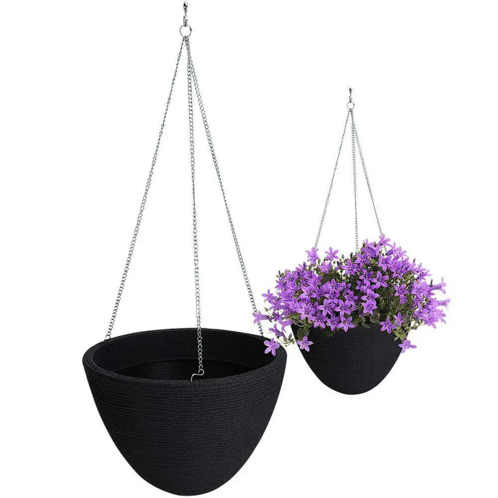 BLOEMPOT HANGEND GERIBBELD 33CM ANTRACIET afbeelding
