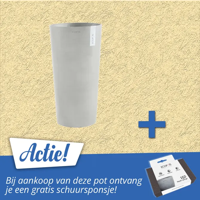 Pot amsterdam high d76cm witgrijs actie, Ecopots, tuincentrumoutlet