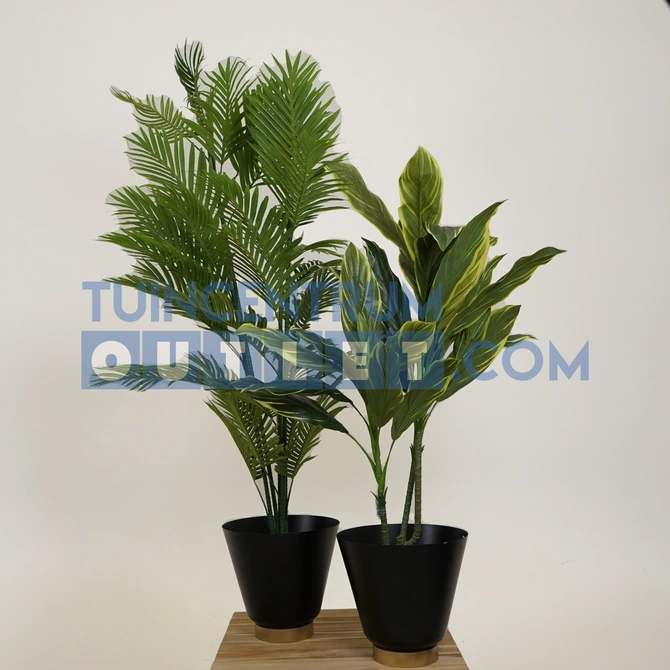 Bloempot mix zwart met goud inrichting M - M - tuincentrumoutlet.com