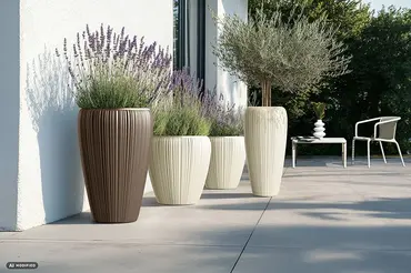 Bloempot Orobo warmbruin 39,5x60 cm sfeer, Vita Tuinmeubelen, tuincentrumoutlet.com