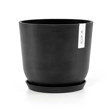 Oslo Dark Grey 25 met onderzetter, Ecopots, tuincentrumoutlet