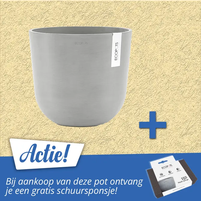 Pot oslo d25cm wit grijs actie, Ecopots, tuincentrumoutlet