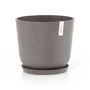 Pot oslo d35cm taupe met onderschotel, Ecopots, tuincentrumoutlet