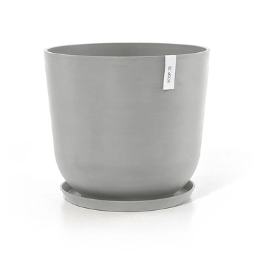 Pot oslo d55cm wit grijs met onderschotel, Ecopots, tuincentrumoutlet