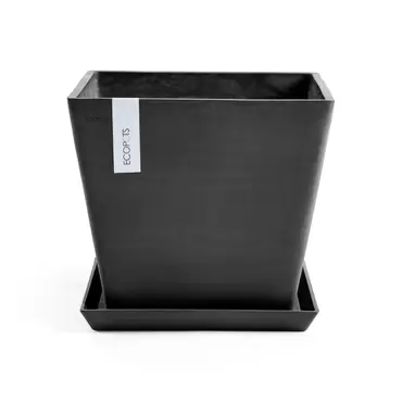 Rotterdam Dark Grey 30 met onderzetter, Ecopots, tuincentrumoutlet