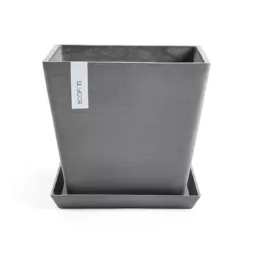 Rotterdam Grey 40 met onderzetter, Ecopots, tuincentrumoutlet