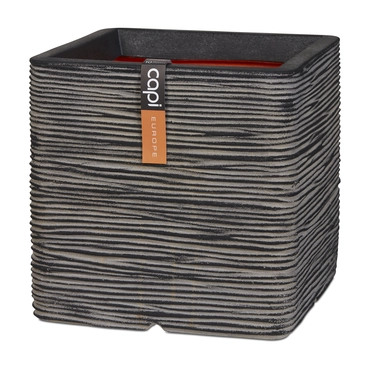 Planter square Rib NL 40x40x40 anthracite, Capi Europe, tuincentrumoutlet