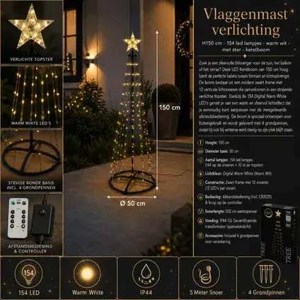 BOOM 154LED 150CM WW, koopman, tuincentrumoutlet.com