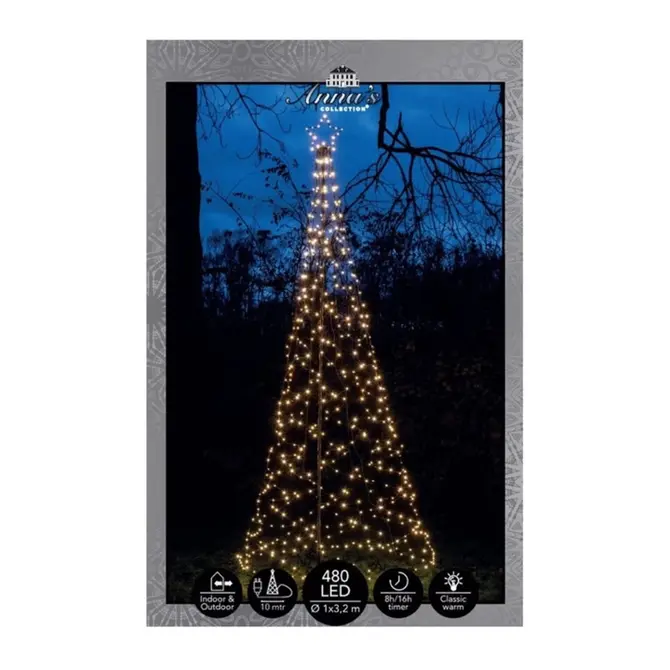 Boom met ster 480led d100h320cm cw, anna's collection, tuincentrumoutlet.com
