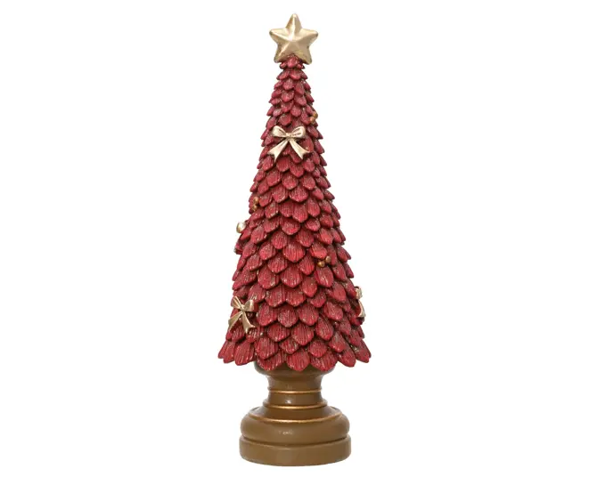 Boom polyresin l12b12h36cm rood, Decoris, Tuincentrumoutlet.com