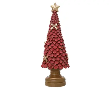 Boom polyresin l12b12h36cm rood, Decoris, Tuincentrumoutlet.com