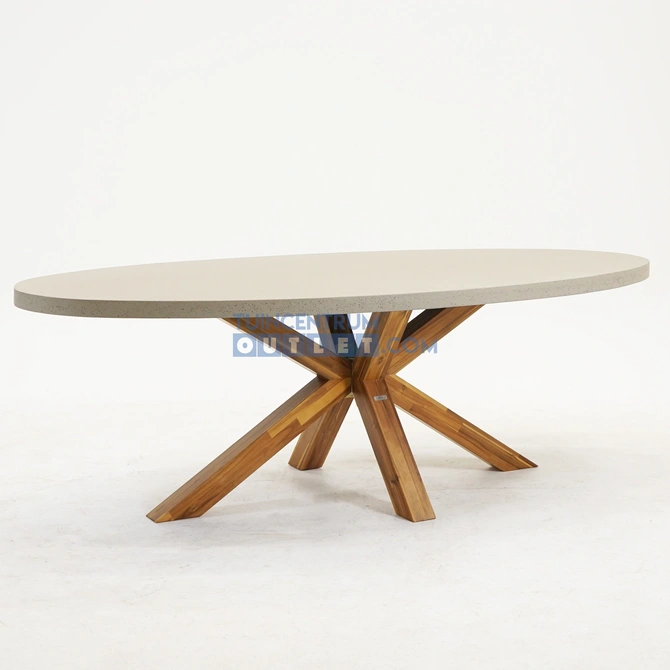 Brumby ovale tafel 240 x 115cm met houten onderstel, Vita, www.tuincentrumoutlet.com