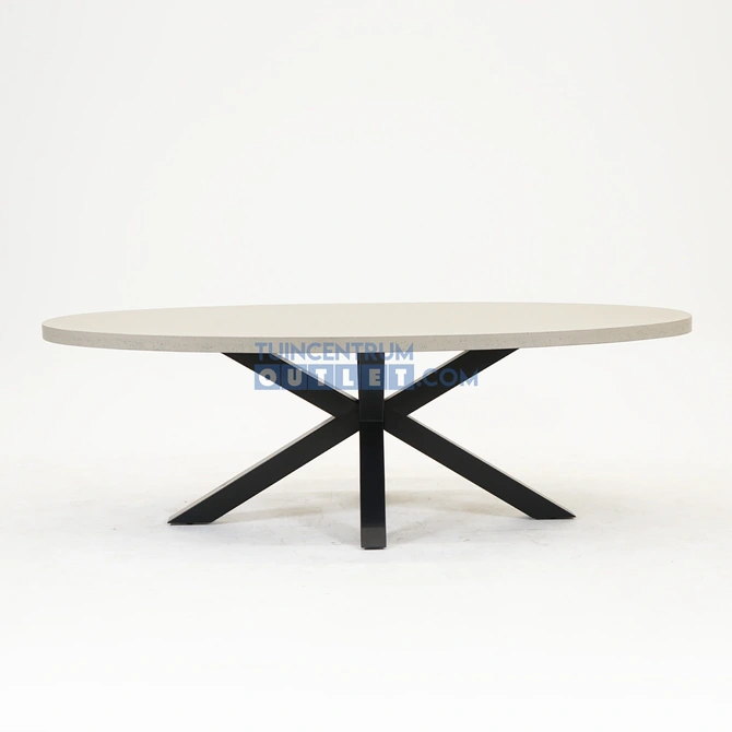 Brumby ovale tafel 240 x 115cm met metalen onderstel zwart, Eurofar, www.tuincentrumoutlet.com
