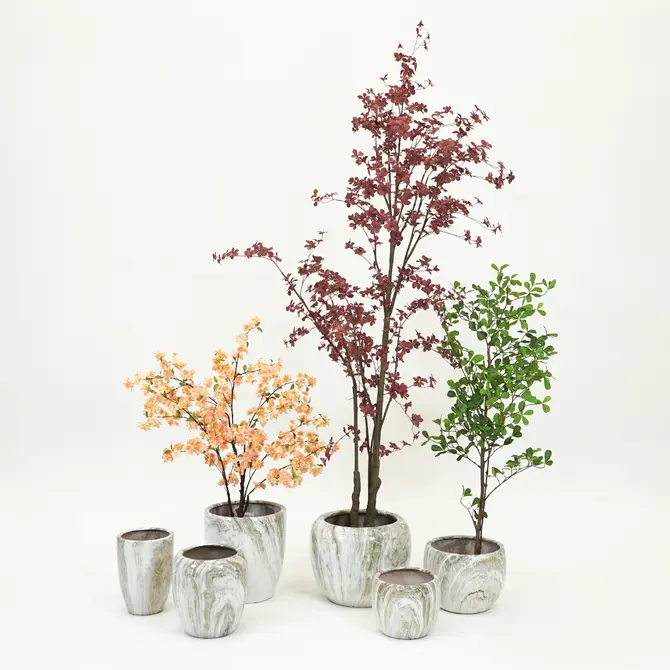 Buikpot emperor d48h40 grijs met planten, Mega collections, Tuincentrumoutlet.com