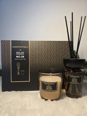 Cadeauset Geurstokje en geurkaars vk No.28 amber, Decostar, tuincentrumoutlet.com