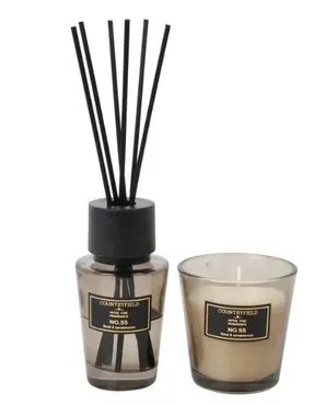 Cadeauset Geurstokje en Geurkaars  vk No.55 antraciet, Decostar, tuincentrumoutlet.com