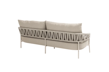 Calma loungebank met Salute koffietafel latte 120 X 65 X 30 cm bank achter, 4 Seasons Outdoor, tuincentrumoutlet.com