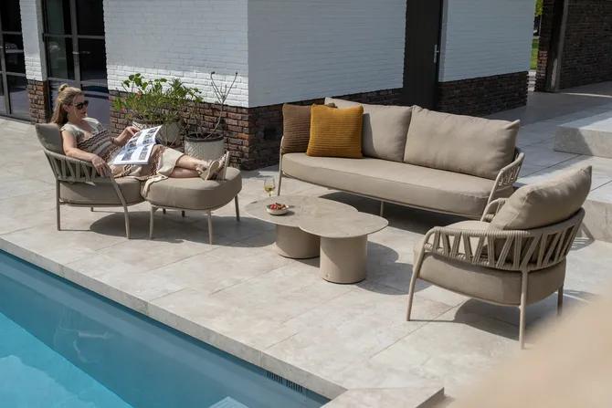Calma loungeset 4-delig latte sfeer, 4 Seasons Outdoor, tuincentrumoutlet.com