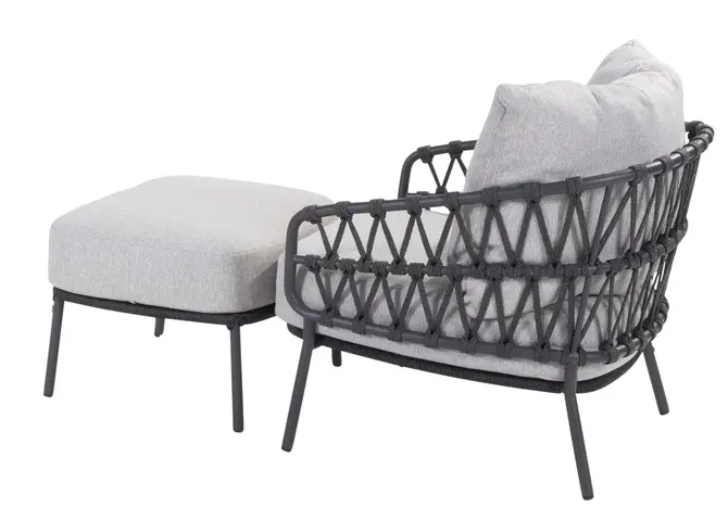 Calpi loungestoel met voetenbank zijkant, 4 Seasons Outdoor, Tuincentrum Outlet