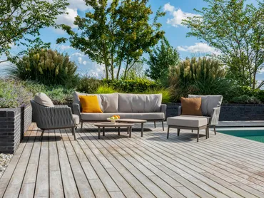 Cannes loungeset groot met Monroe koffietafels sfeerbeeld, 4 Seasons Outdoor, tuincentrumoutlet.com