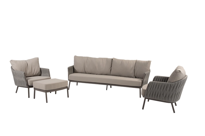 Cannes loungeset met voetenbankje schuin, 4 Seasons Outdoor, tuincentrumoutlet.com