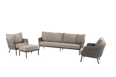 Cannes loungeset met voetenbankje schuin, 4 Seasons Outdoor, tuincentrumoutlet.com