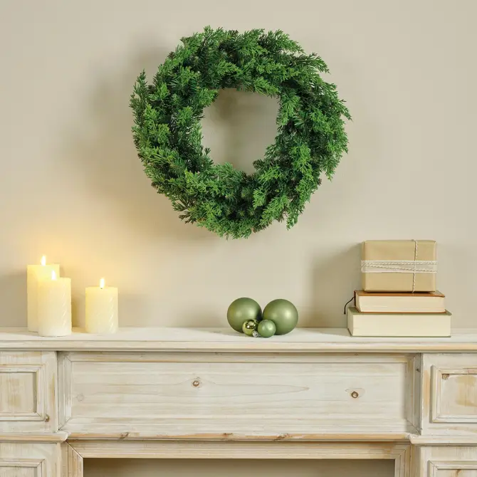 Cedar krans d50h12cm groen, everlands, tuincentrumoutlet.com