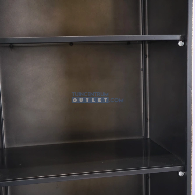 Industriële chique zwarte vitrinekast enkeldeurs staal en glas 1.3, Lesli Living, www.tuincentrumoutlet.com