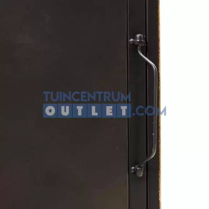 Industriële chique zwarte vitrinekast enkeldeurs staal en glas, Lesli Living, www.tuincentrumoutlet.com