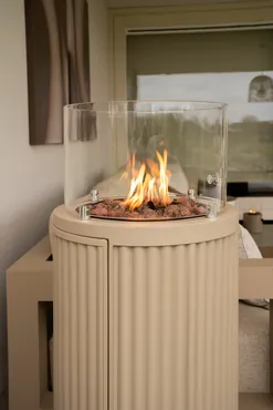 Cosipillar Curved beige detailbeeld, Cosi fires, tuincentrumoutlet.com