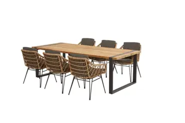 Cottage tuinset met teak Alto tafel met alu poten - afbeelding 2