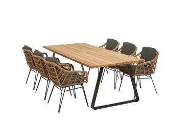 Cottage tuinset met teak Basso tafel met alu poten - afbeelding 2