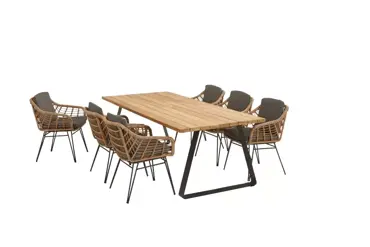 Cottage tuinset met teak Basso tafel met alu poten - afbeelding 2