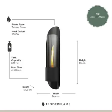 Cycloflame Wall Black informatie, Tenderflame, tuincentrumoutlet.com