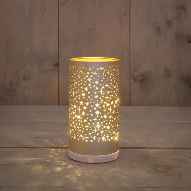 CYLINDER GLAS DRAAIEND LED BATTERIJ USB AANSLUITING 9X17CM CHAMPAGNE, ANNA'S collection, tuincentrumoutlet.com