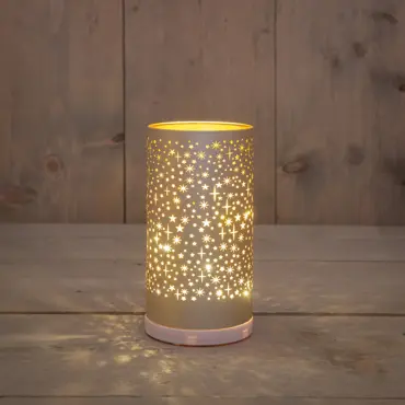 CYLINDER GLAS DRAAIEND LED BATTERIJ USB AANSLUITING 9X17CM CHAMPAGNE, ANNA'S collection, tuincentrumoutlet.com