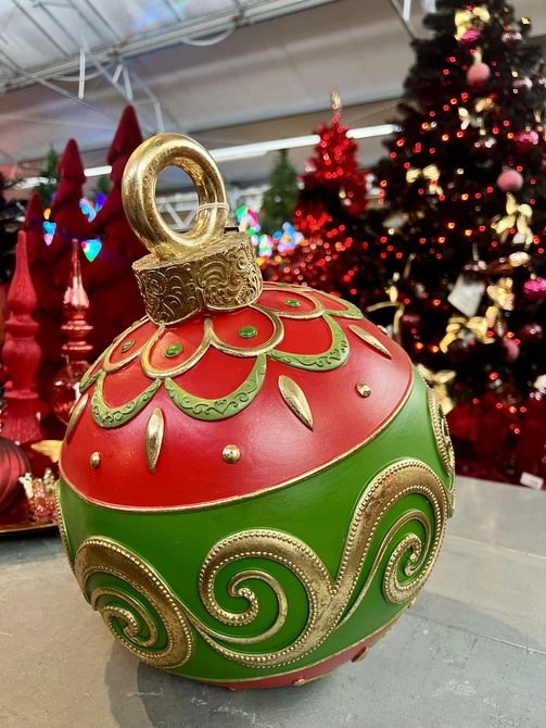 Deco kerstbal l29.5b30.5h34cm rood 2, House of Seasons, tuincentrumoutlet.com