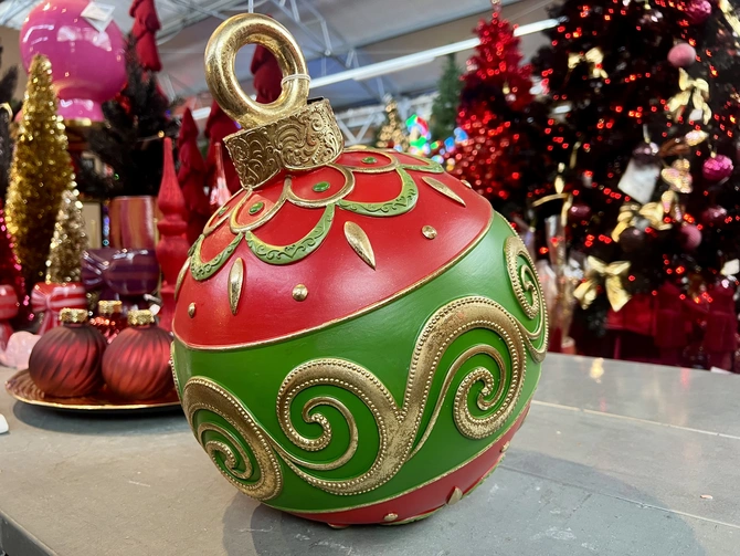 Deco kerstbal l29.5b30.5h34cm rood, House of Seasons, tuincentrumoutlet.com