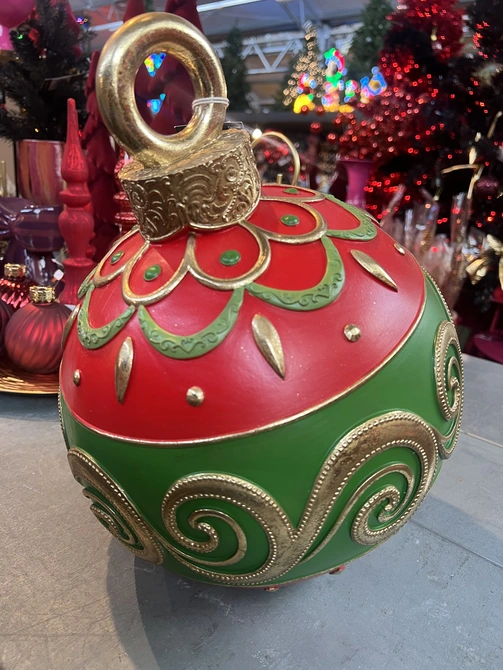 Deco kerstbal l29.5b30.5h34cm rood 3, House of Seasons, tuincentrumoutlet.com
